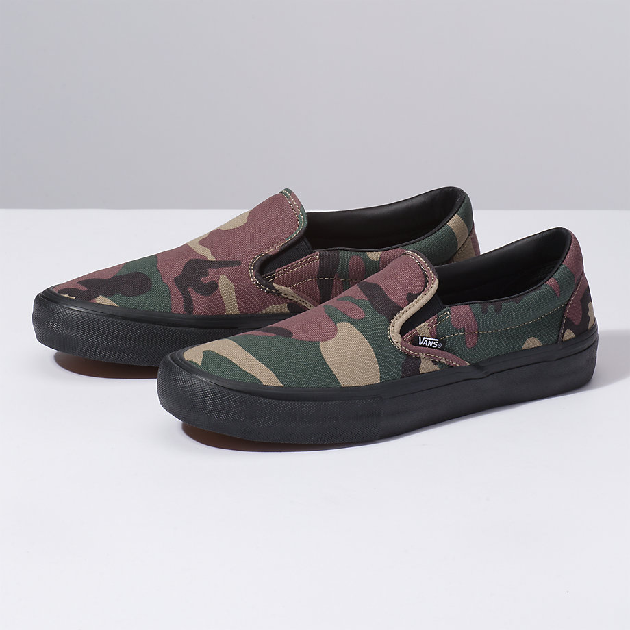 Vans Erkek Kaykay Ayakkabısı Camo Slip-On Pro Siyah | 96257-403